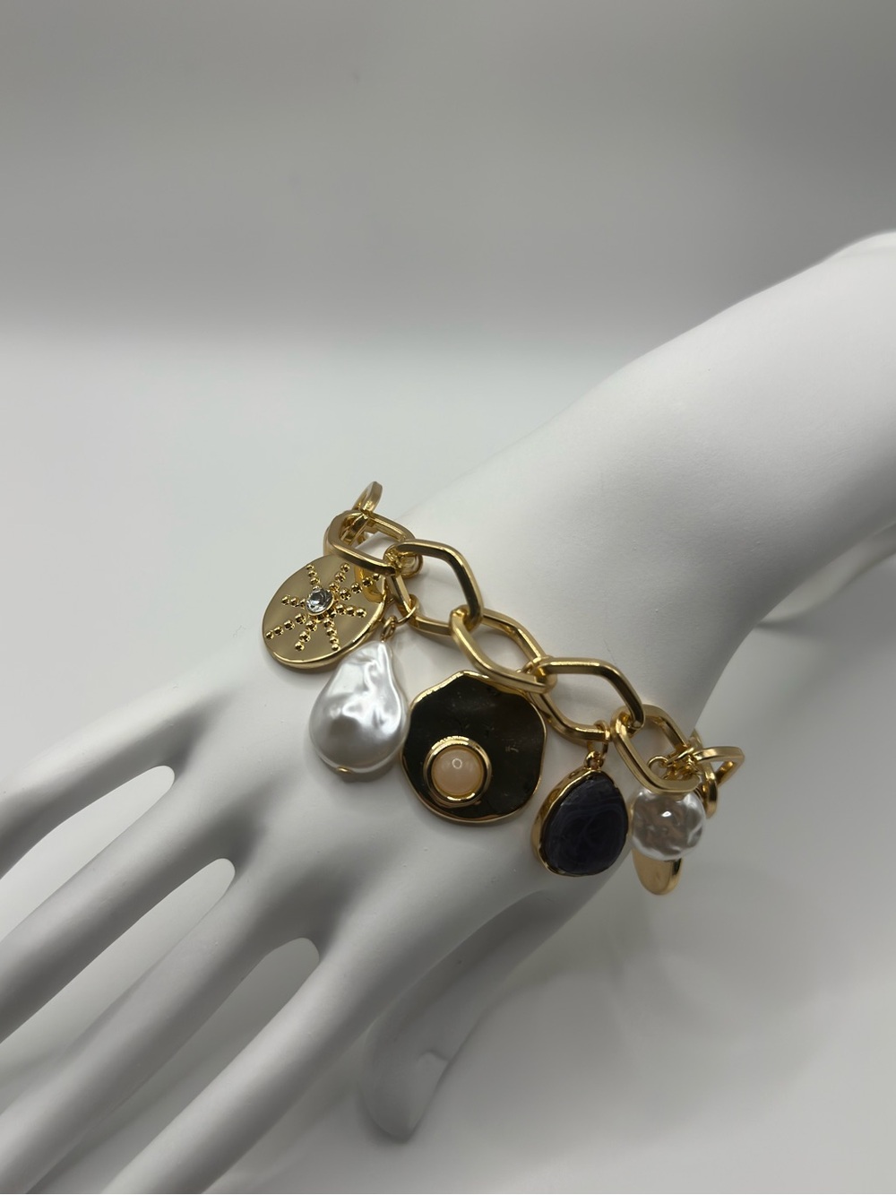 Gold and Pearl Charm Bracelet summer Style